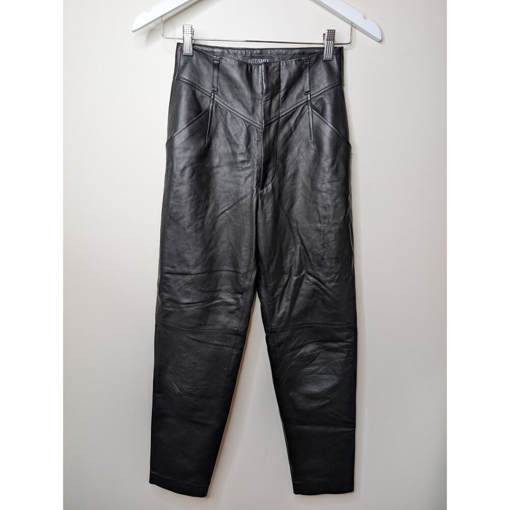 Intermix Lamb Leather High Waist Straight Leg Pants Size 00